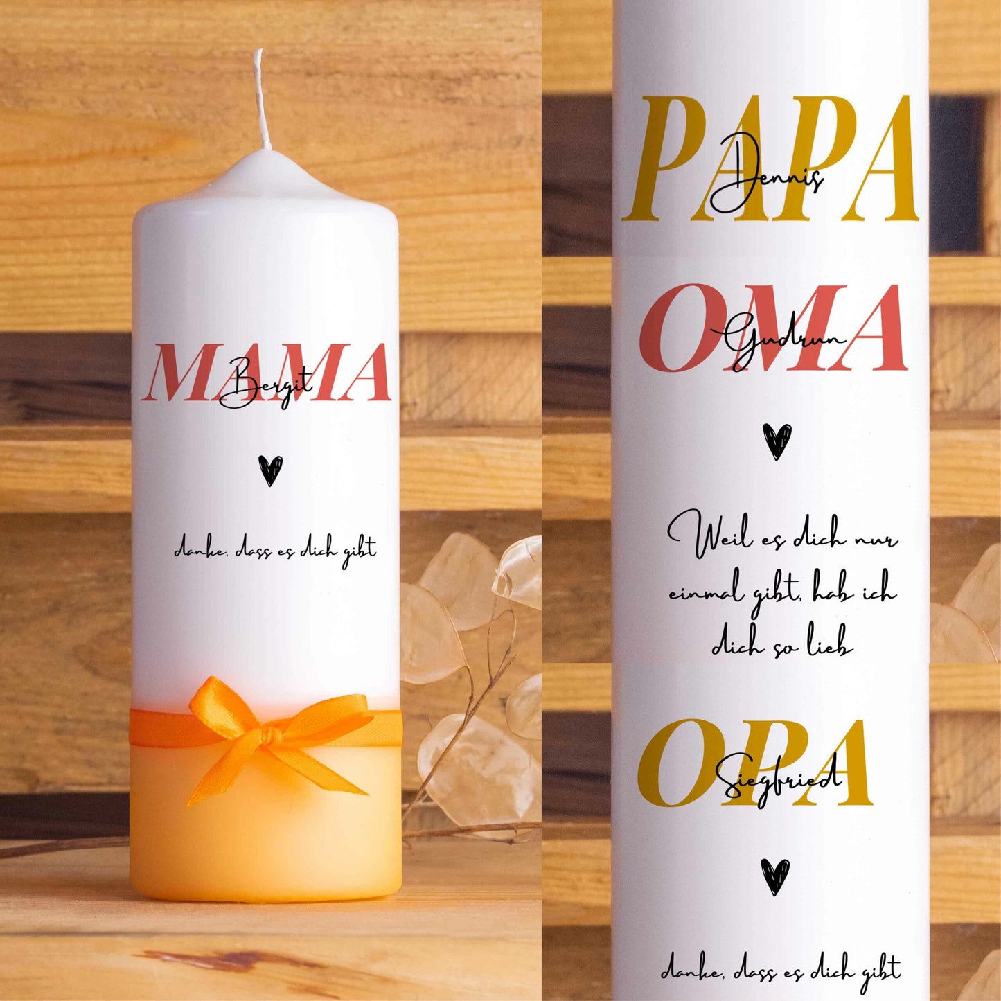 Stumpenkerze mit deinem Wunschnamen | Elternedition | Geschenk | Personalisierte Kerze | Geburtstagsgeschenk