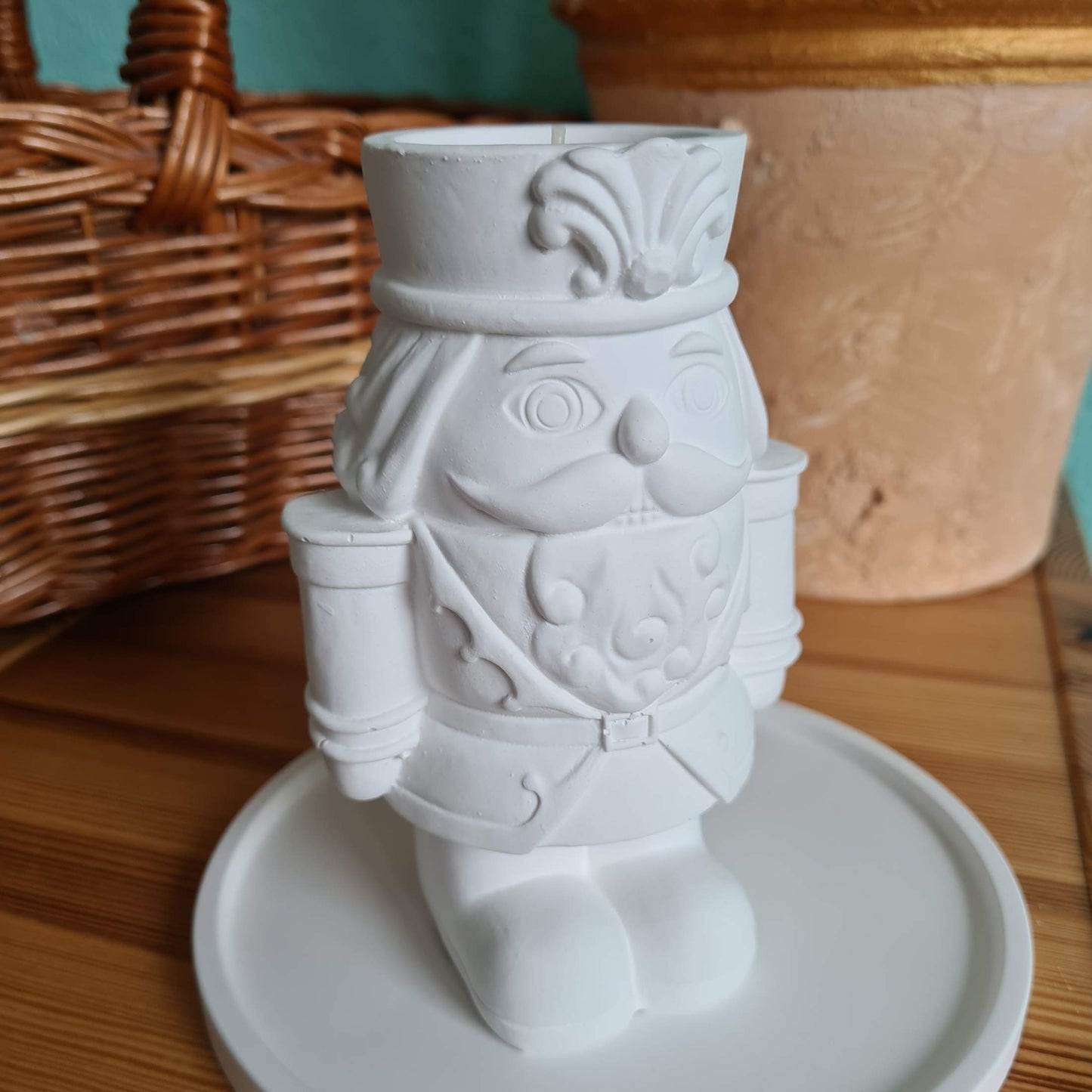 Teelichthalter Nussknacker 13 cm hoch | Bergmann mit Teelichteinsatz | Kerzenhalter Raysin | Kerzenständer | Taufkerze | Weihnachtliche