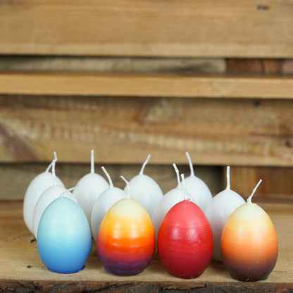 Osterei Kerze bunt | 1, 6, 10 oder 12 Stück | Individuell Gestaltete Kerzen | Handmade | Eierkerze Ostern | Motivkerze | Oster Geschenk | Osterdekoration