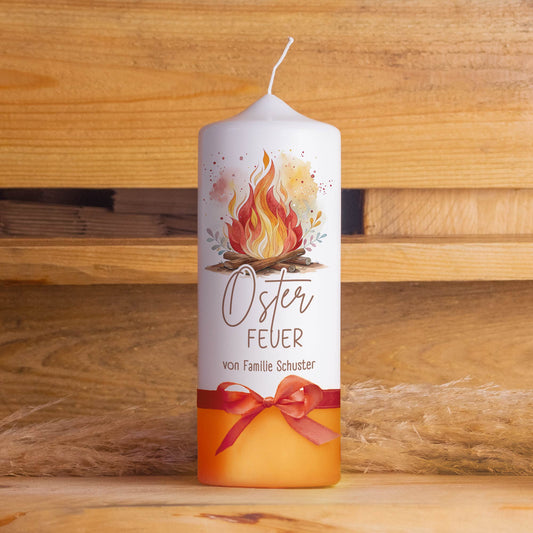 Personalisierte Osterkerze Osterfeuer