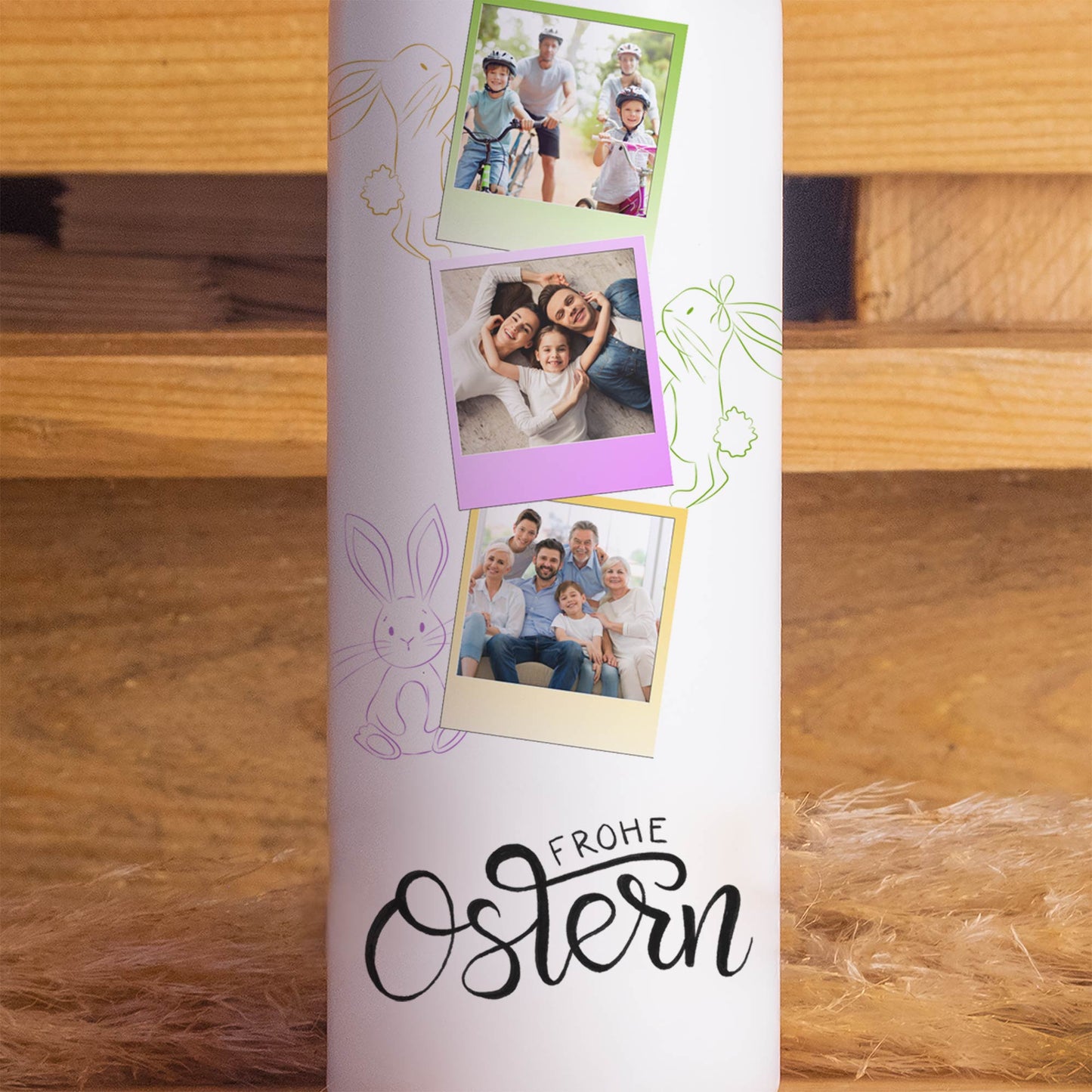 Osterkerze mit Foto personalisiert | Ostergrüße Fotokerze mit eigenen Bildern