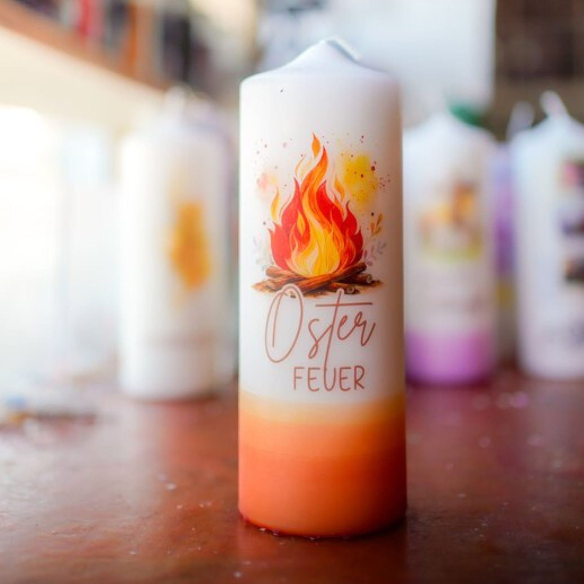 Osterkerze „Osterfeuer“ personalisiert – Kerze mit Name oder ohne Personalisierung