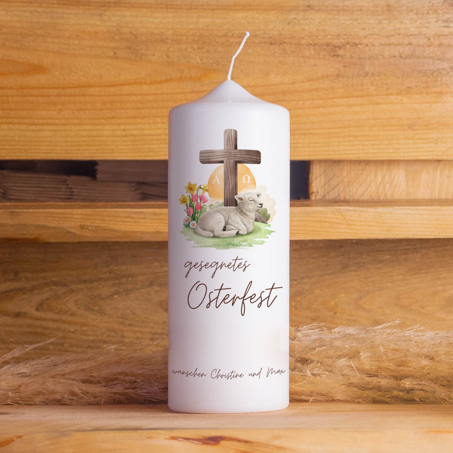 Osterkerze „Osterlamm“ personalisiert | Kerze mit Name oder ohne Personalisierung
