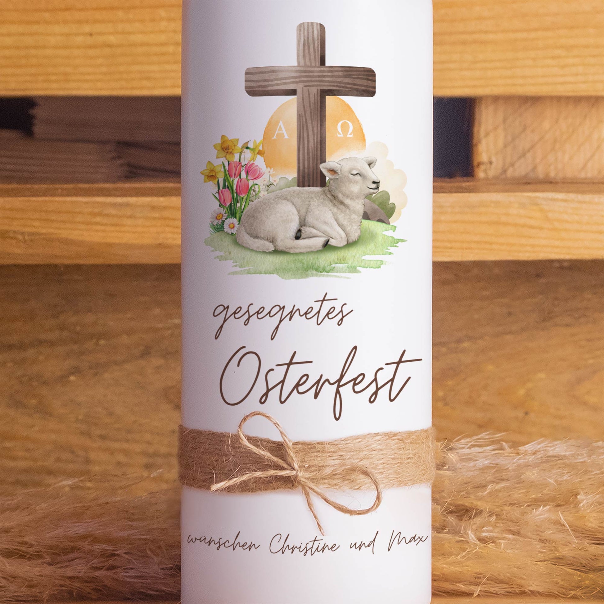 Osterkerze „Osterlamm“ personalisiert | Kerze mit Name oder ohne Personalisierung