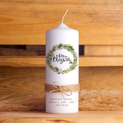 Personalisierte Weihnachtskerze Advents-Kranz
