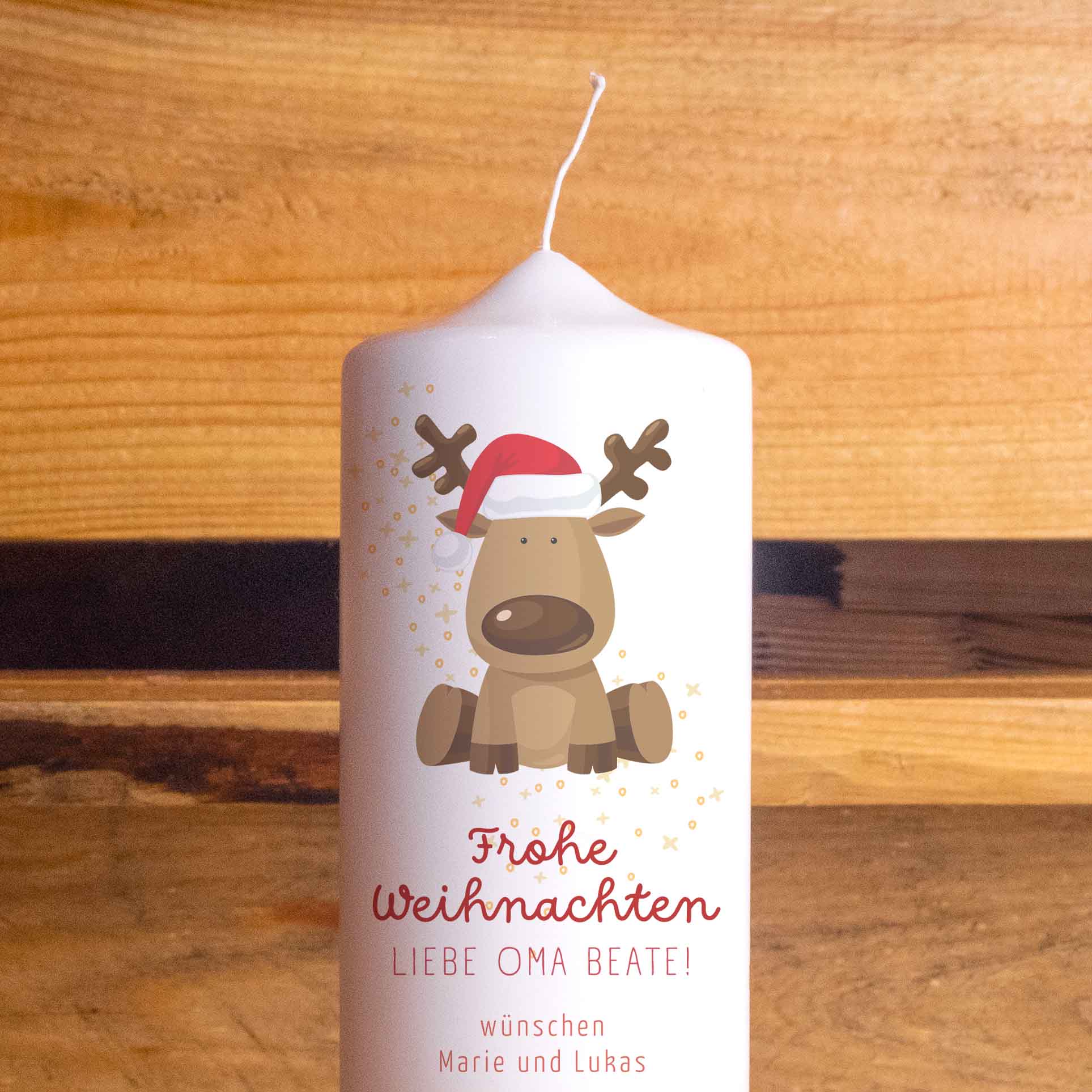 Weihnachtskerze Rentier | Personalisiert | Adventskerzen | 20 cm hoch | 7 cm Durchmesser | Weihnachten Kerzen | Advent