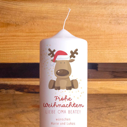 Weihnachtskerze Rentier | Personalisiert | Adventskerzen | 20 cm hoch | 7 cm Durchmesser | Weihnachten Kerzen | Advent
