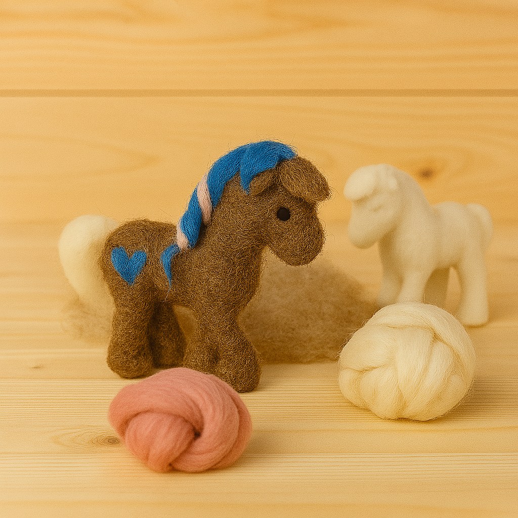 Bastelset Einhorn & Pferd filzen | DIY Filzset mit Wolle & Anleitung | Kreatives Geschenk für Kinder & Erwachsenee