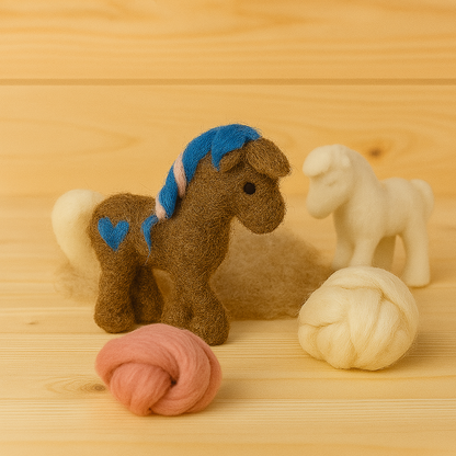 Bastelset Einhorn & Pferd filzen | DIY Filzset mit Wolle & Anleitung | Kreatives Geschenk für Kinder & Erwachsenee