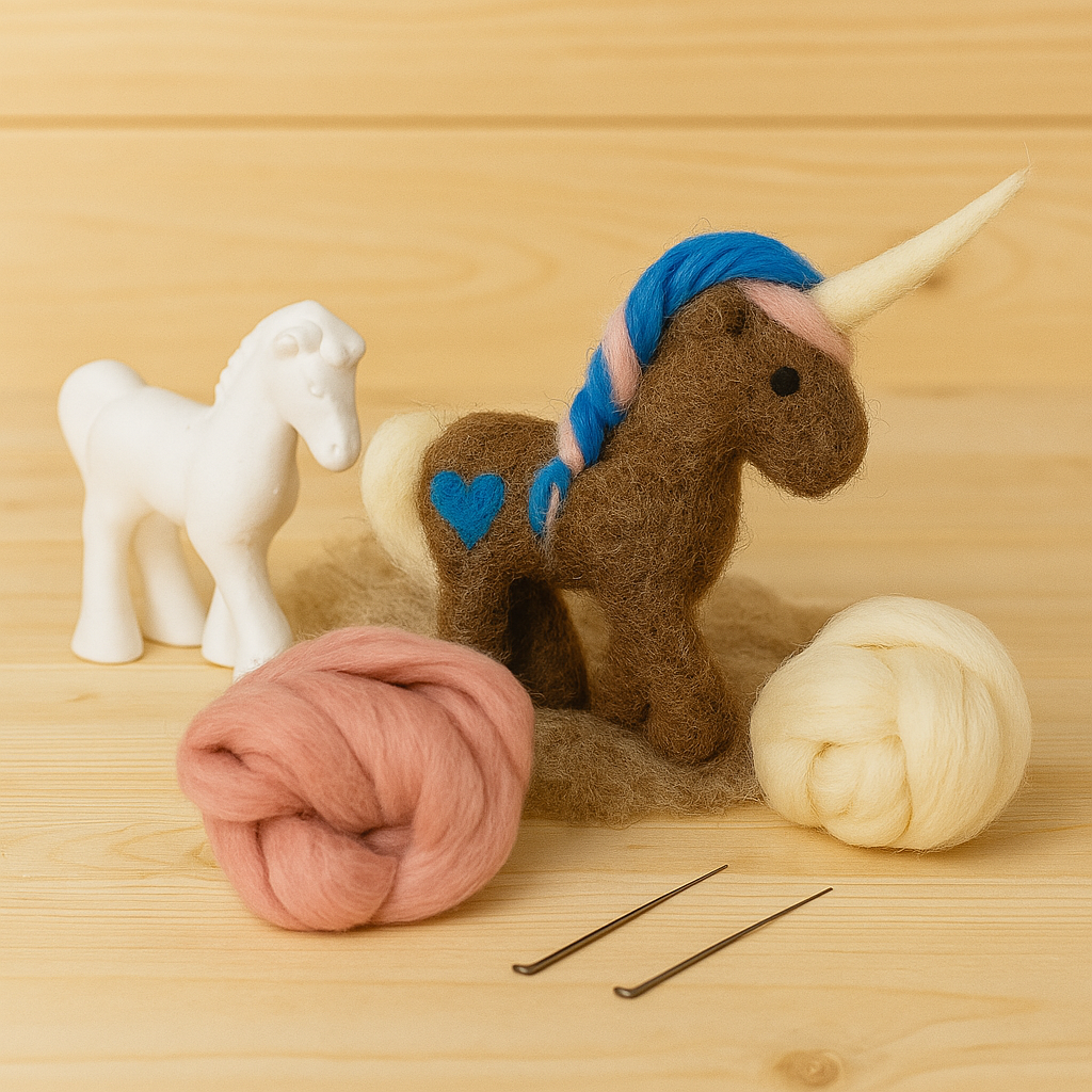 Bastelset Einhorn & Pferd filzen | DIY Filzset mit Wolle & Anleitung | Kreatives Geschenk für Kinder & Erwachsenee
