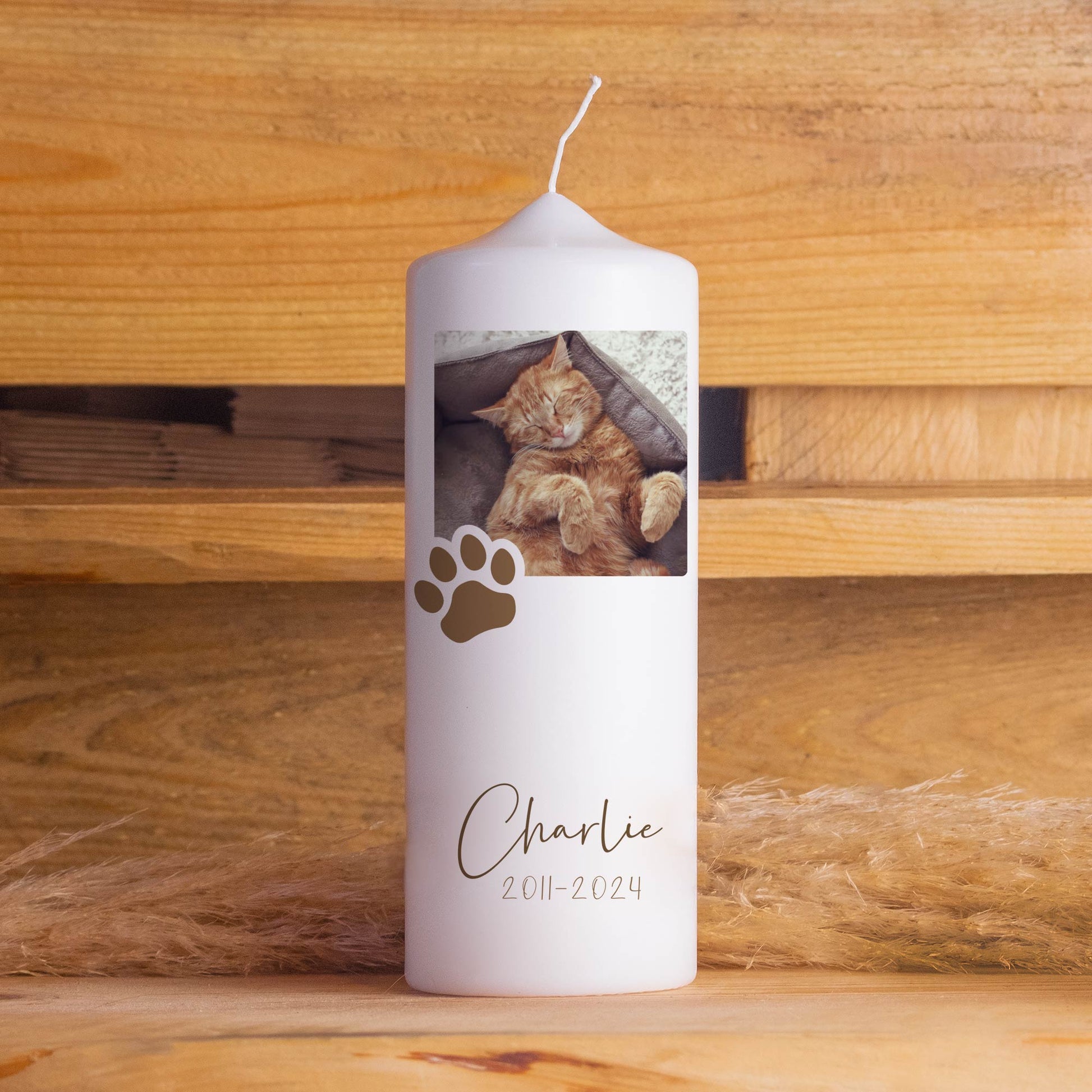 Haustierkerze Pfote mit Foto | 15 - 30 cm Höhe | Personalisierte Kerze | Gedenkkerze | Trauerkerze | Kerze als Andenken an Haustier