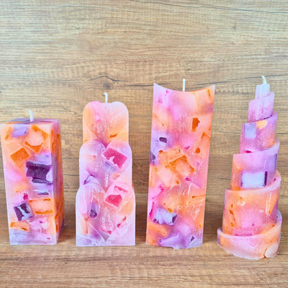 Bunte Wachswürfelkerze Pink Power