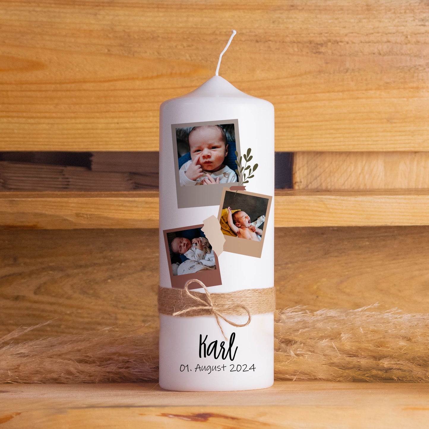 Personalisierte Fotokerze Baby Polaroid