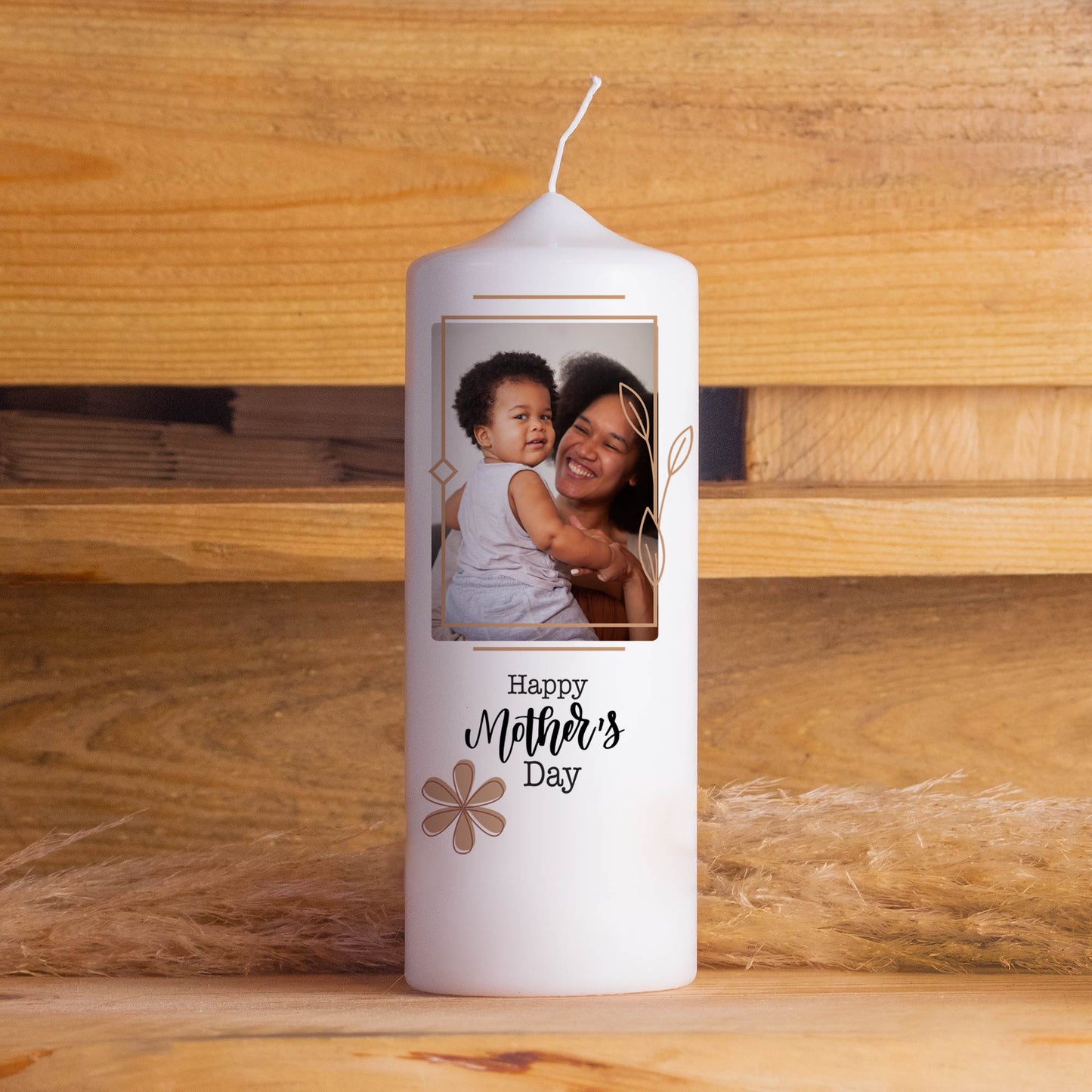 Kerze zum Muttertag mit Foto Rahmen | 15-40cm Höhe | Personalisierte Kerze | Geschenkidee Mama Mutter | Geschenk Geburtstag Frau
