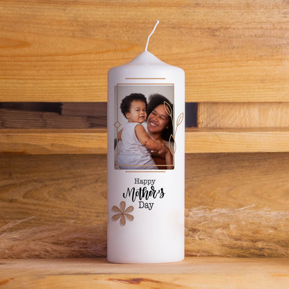 Kerze zum Muttertag mit Foto Rahmen | 15-40cm Höhe | Personalisierte Kerze | Geschenkidee Mama Mutter | Geschenk Geburtstag Frau