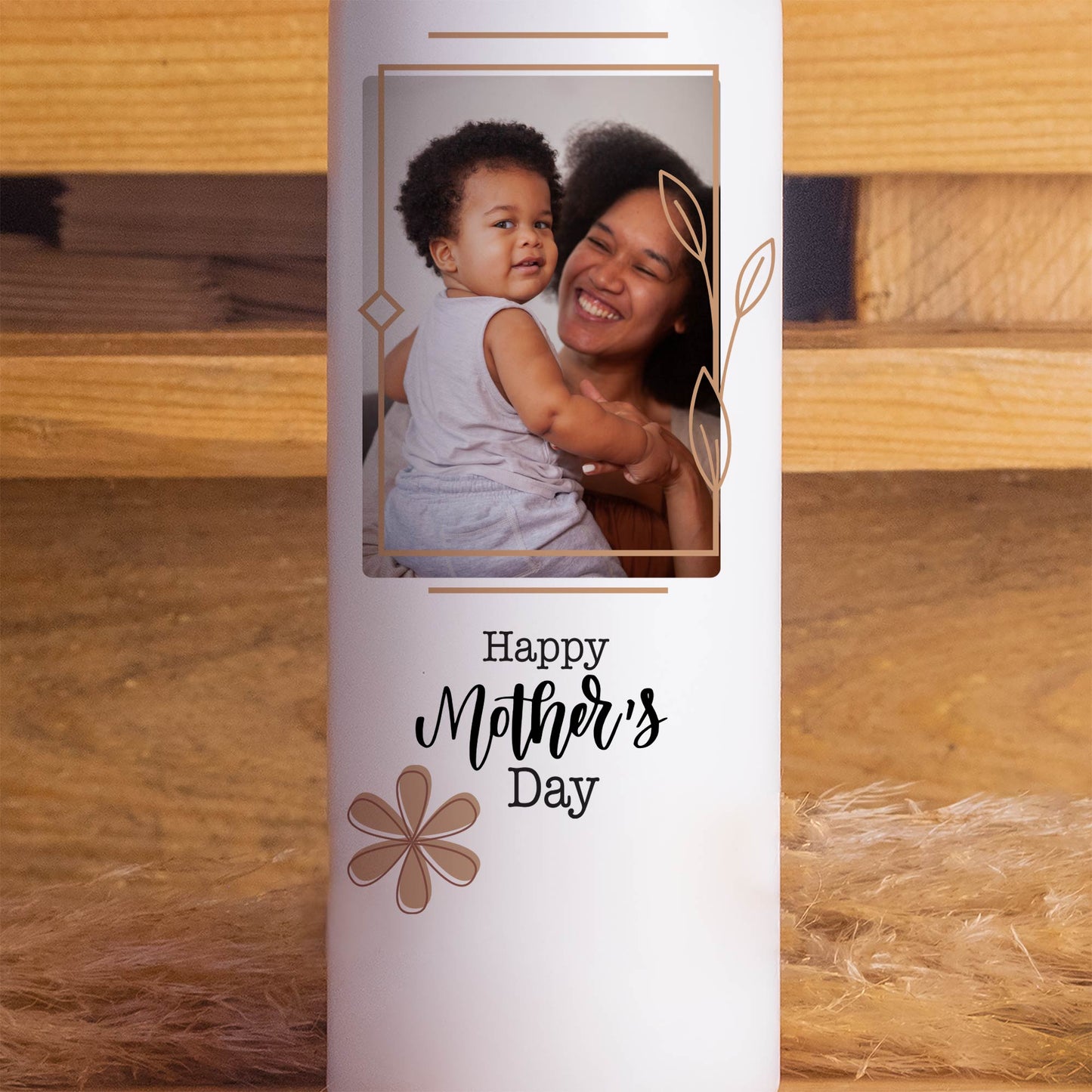 Kerze zum Muttertag mit Foto Rahmen | 15-40cm Höhe | Personalisierte Kerze | Geschenkidee Mama Mutter | Geschenk Geburtstag Frau
