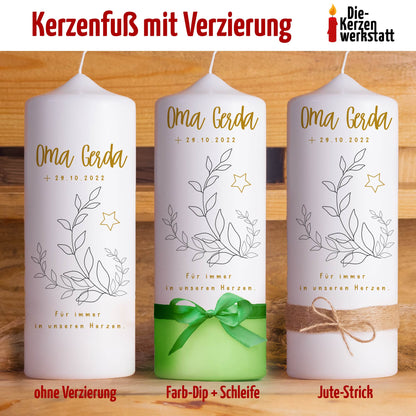 Trauerkerze Ranke | 15 - 30 cm Höhe | Personalisierte Kerze | Gedenkkerze