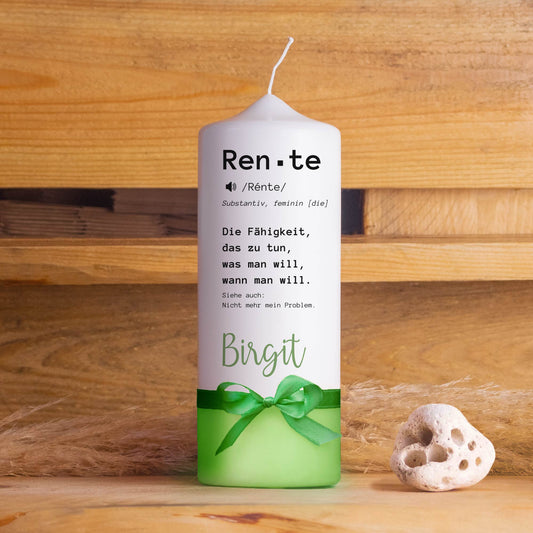 Personalisierte Ruhestandskerze Rente