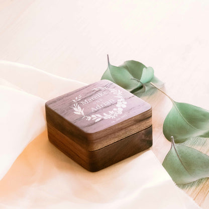 Ringbox Eukalyptus | Ringschatulle Hochzeit | Personalisierte Ringkiste | Mr &amp; Ms l Standesamt | Aufbewahrung l Trauung l Verlobung