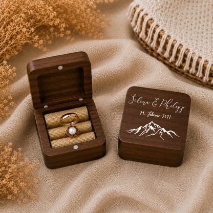 Ringbox Berge | Ringschatulle Hochzeit | Personalisierte Ringkiste | Mr & Ms l Standesamt