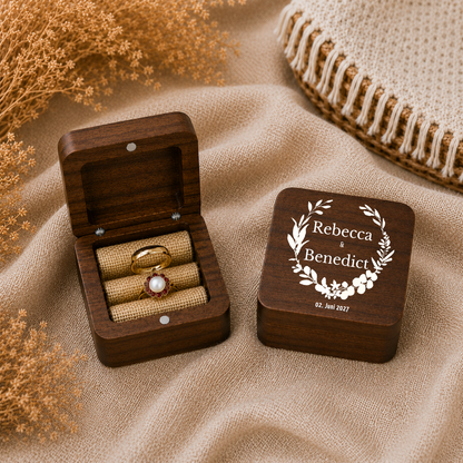 Ringbox Eukalyptus | Ringschatulle Hochzeit | Personalisierte Ringkiste | Mr & Ms l Standesamt