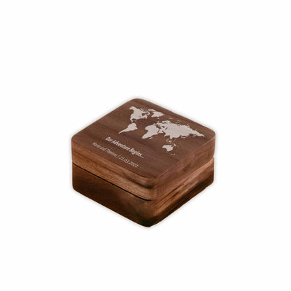 Ringbox Weltkarte | Ringschatulle Hochzeit | Personalisierte Ringkiste | Mr & Ms l Standesamt | Aufbewahrung l Trauung l Verlobung