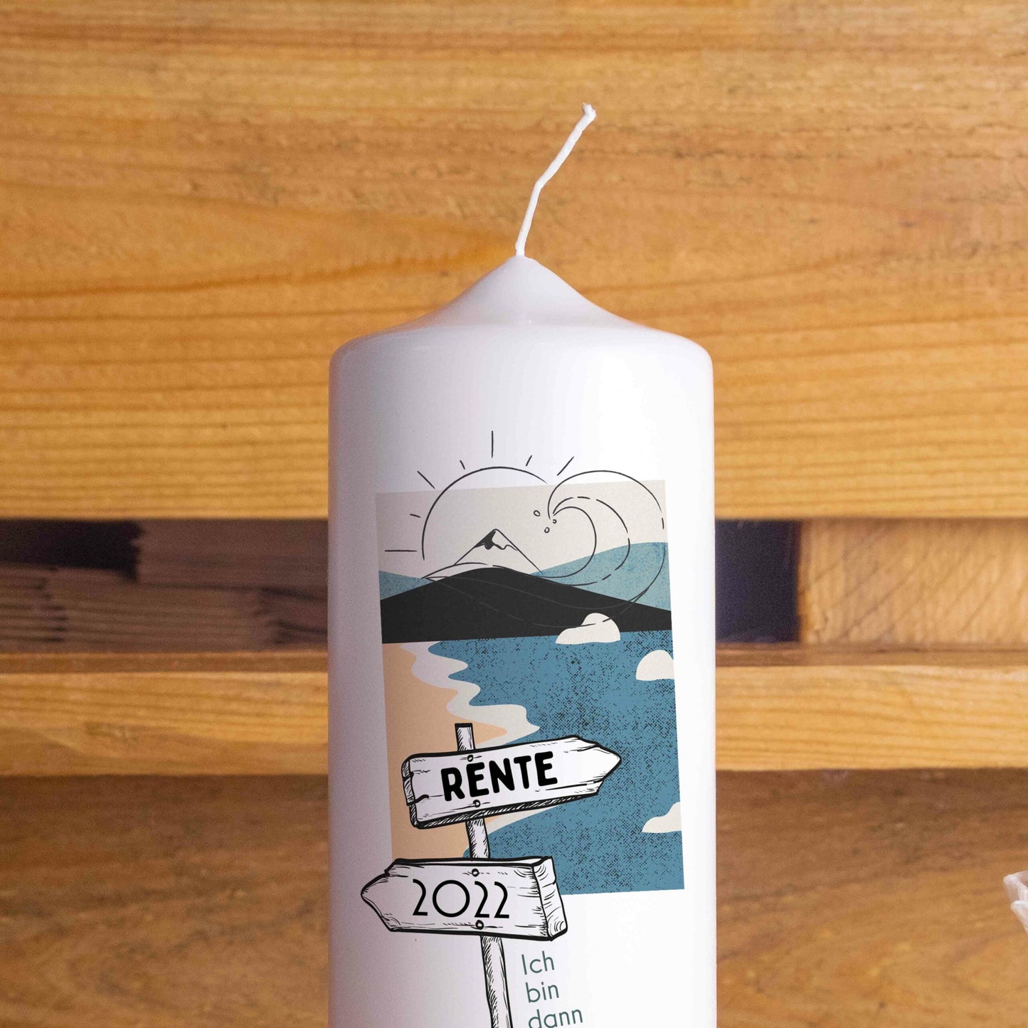 Ruhestandskerze personalisiert | Geschenk zur Rente mit Name & Jahr | 15–30 cm | Kerze „Ich bin dann mal weg“ – mit oder ohne Jutestrick