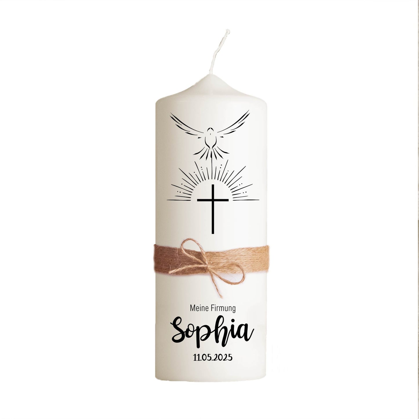 Personalisierte Firmkerze Schlicht | Geschenk zur Firmung mit Name & Datum | Hochwertige Qualität | 15-40 cm Höhe