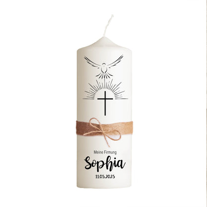 Personalisierte Firmkerze Schlicht | Geschenk zur Firmung mit Name & Datum | Hochwertige Qualität | 15-40 cm Höhe