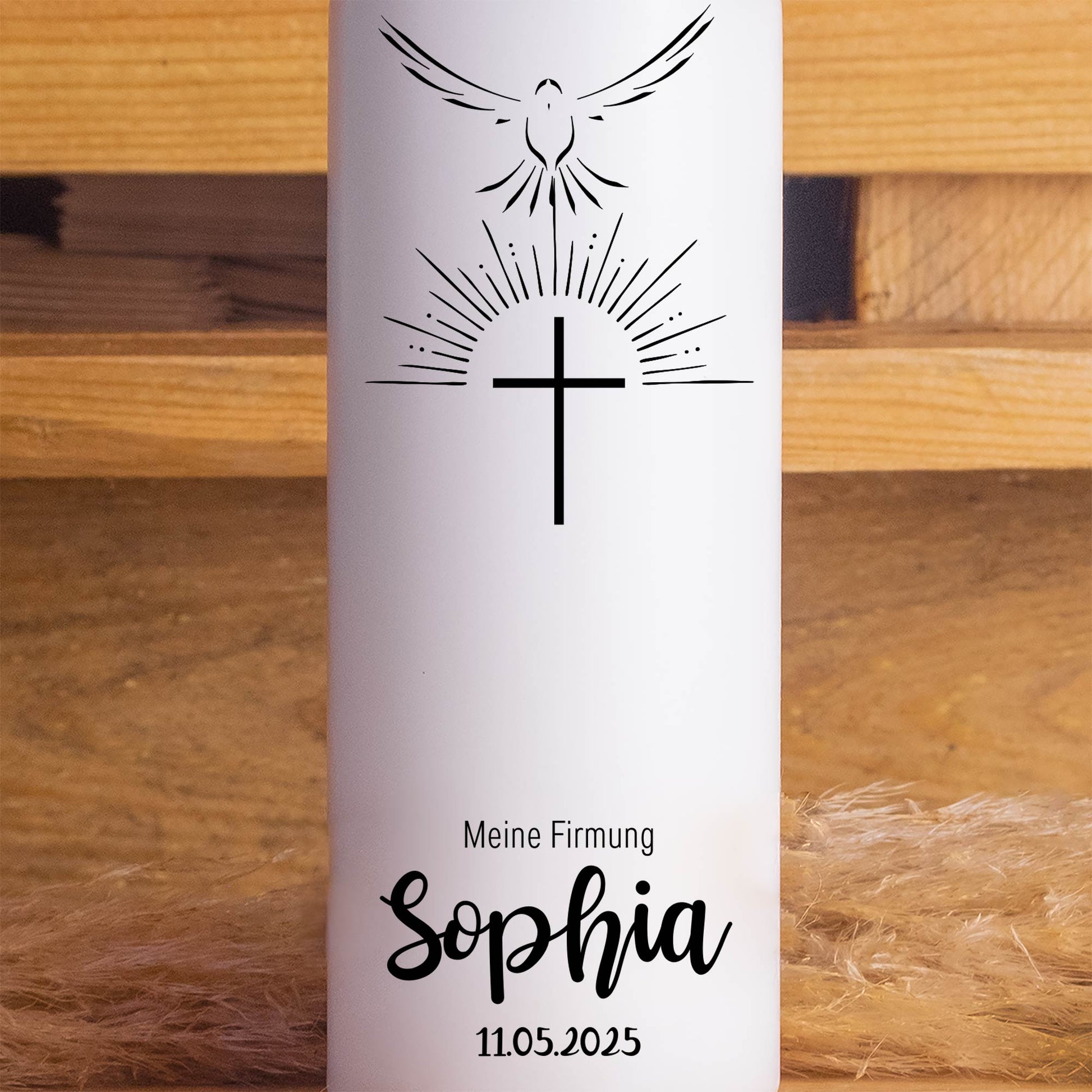 Personalisierte Firmkerze Schlicht | Geschenk zur Firmung mit Name & Datum | Hochwertige Qualität | 15-40 cm Höhe