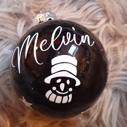 Personalisierte Weihnachtskugel mit deinem Wunschnamen ∅ 6 - 8 cm + winterlichem Motiv | Personalisiertes Geschenk | Weihnachtsbaum | Tannenbaumkugel |  Christbaumkugel