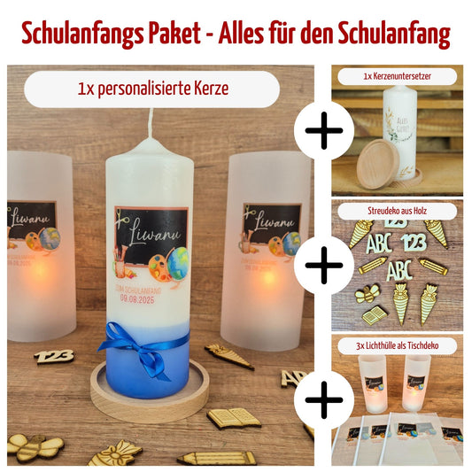 Personalisiertes Schulanfangspaket mit Kerze