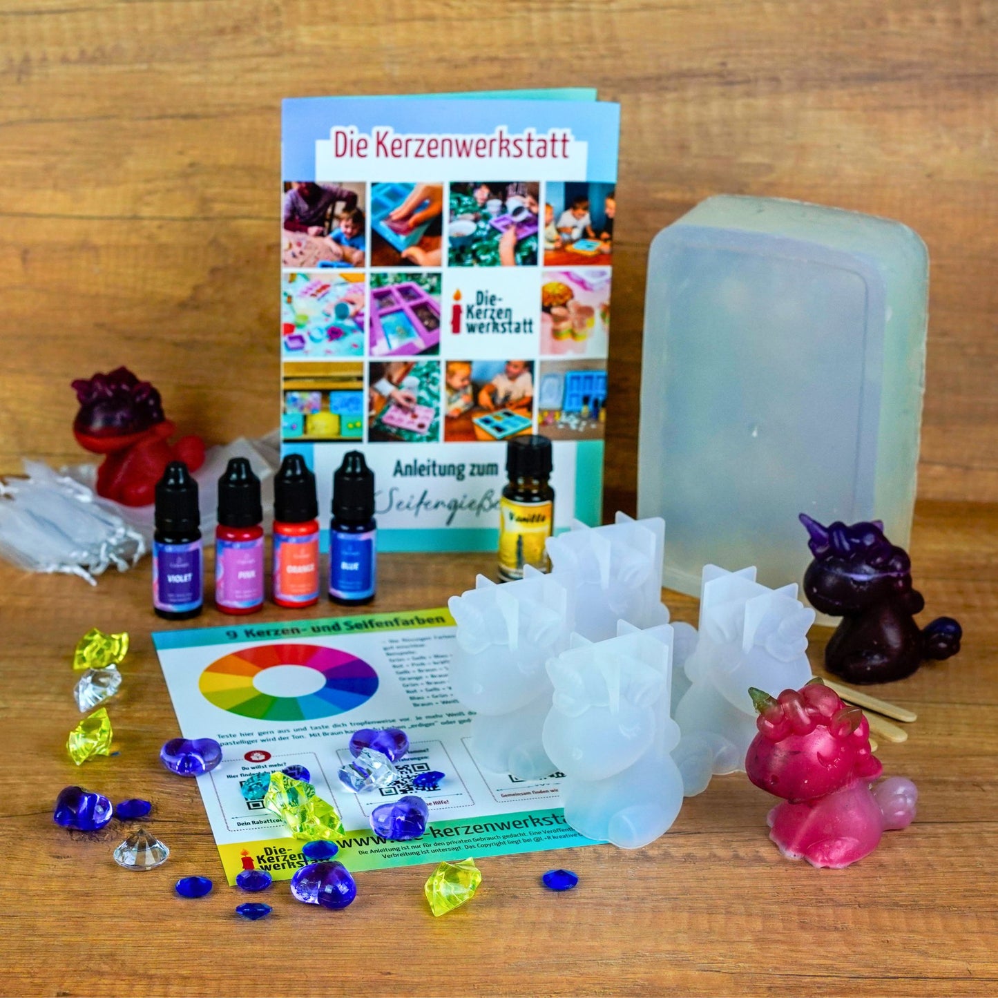 Seifhorn DIY Seifen Set – Einhorn Seifen selber machen | Glycerinseife, Farben & Diamanten | Bastelset für Kinder
