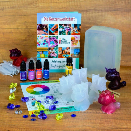 Seifhorn DIY Seifen Set – Einhorn Seifen selber machen | Glycerinseife, Farben & Diamanten | Bastelset für Kinder
