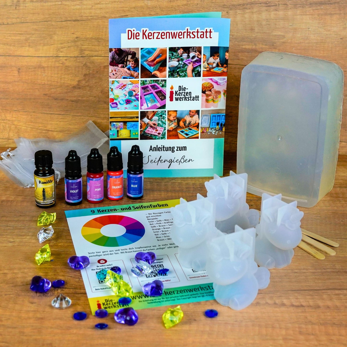 Seifhorn DIY Seifen Set – Einhorn Seifen selber machen | Glycerinseife, Farben & Diamanten | Bastelset für Kinder