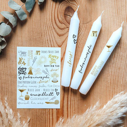Kerzentattoo-Set-Set Silvester Gold