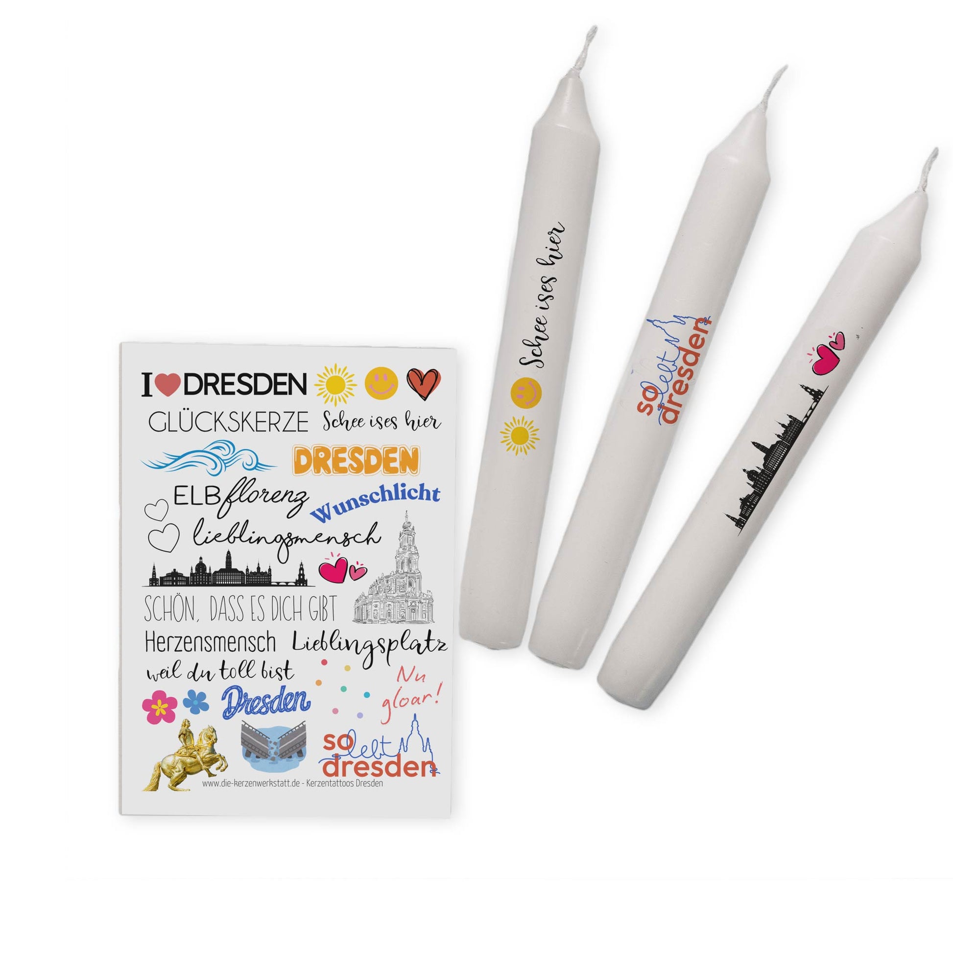 Kerzentattoos Dresden A6 | Kerzenfolie | Bastelset für Kerzen Thema Liebe | Geschenk | Basteln | Kerzensticker