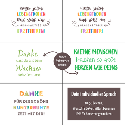 Kita Abschiedskerze „Handabdrücke“ | Personalisiert mit Namen | Geschenk Erzieherin | Rundumdruck | 15–30 cm