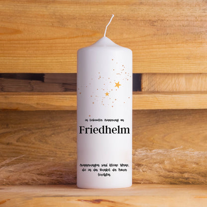 Trauerkerze Sterne | 15 - 30 cm Höhe | Personalisierte Kerze | Gedenkkerze