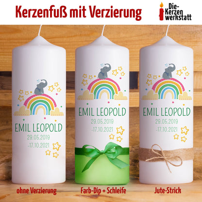 Trauerkerze Sternenkind Regenbogen | 15 - 30 cm Höhe | Personalisierte Kerze | Gedenkkerze