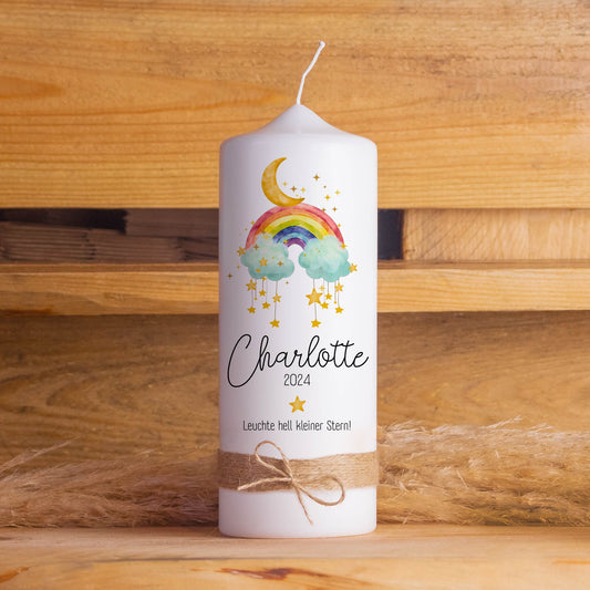 Personalisierte Trauerkerze Regenbogenbrücke