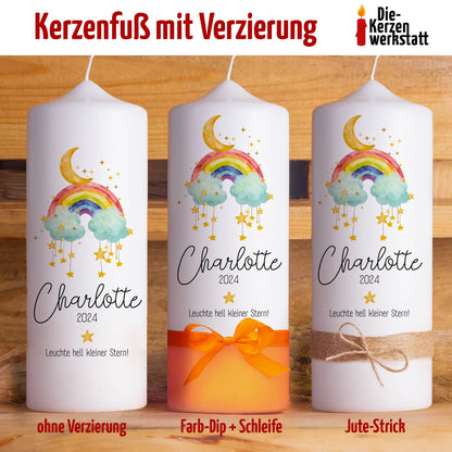 Regenbogenbrücke Trauerkerze Sternenkind | 15 - 30 cm Höhe | Personalisierte Kerze | Gedenkkerze
