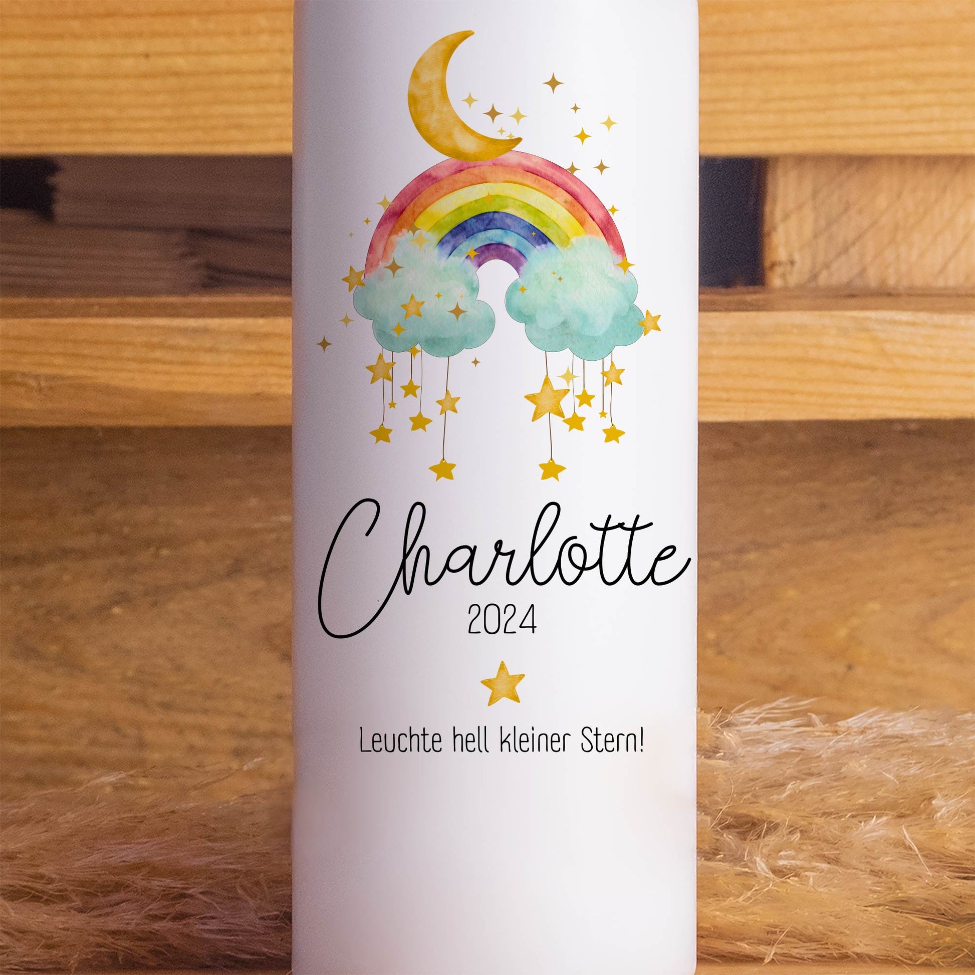 Regenbogenbrücke Trauerkerze Sternenkind | 15 - 30 cm Höhe | Personalisierte Kerze | Gedenkkerze