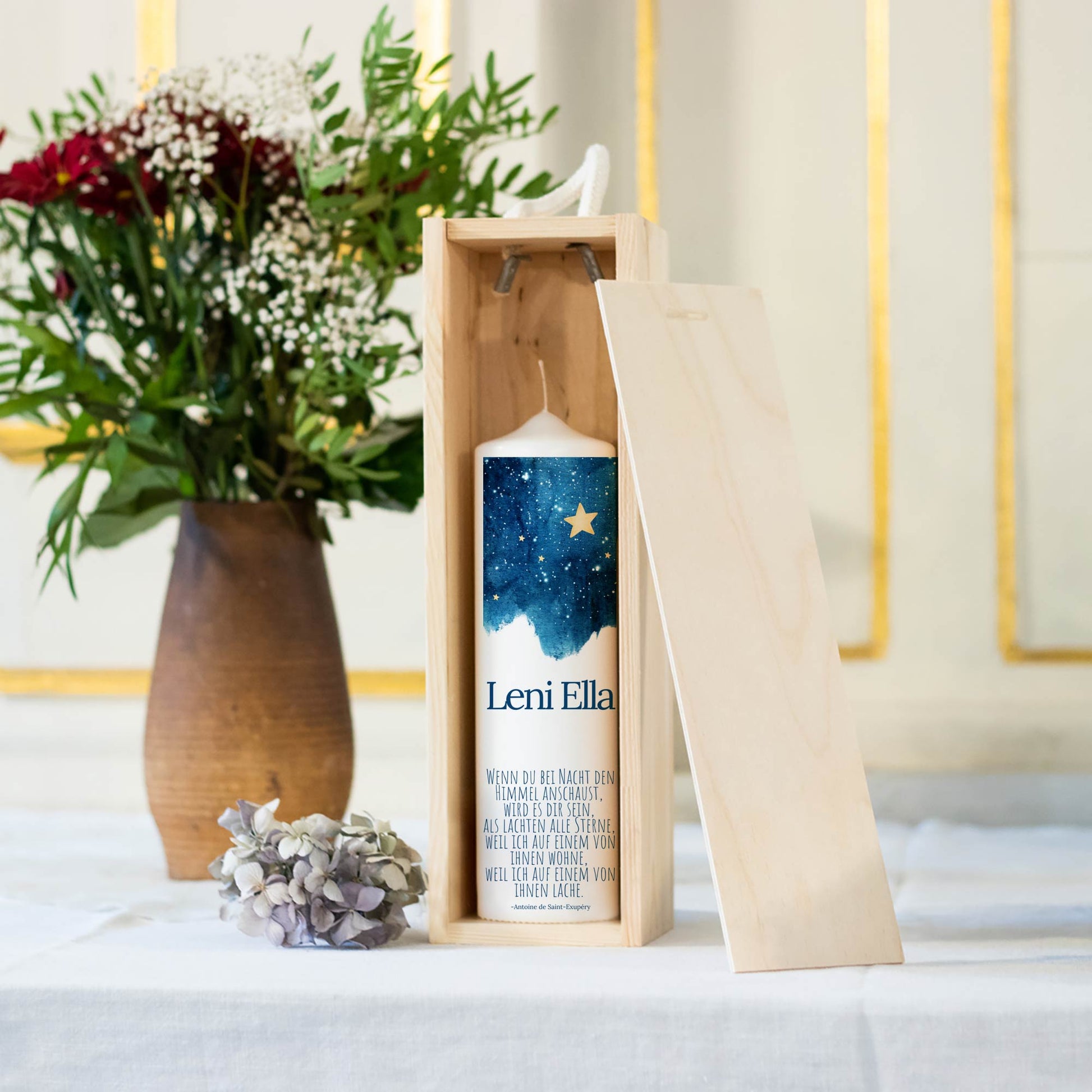 Sternenhimmel Trauerkerze Sternenkind | 15 - 30 cm Höhe | Personalisierte Kerze | Gedenkkerze