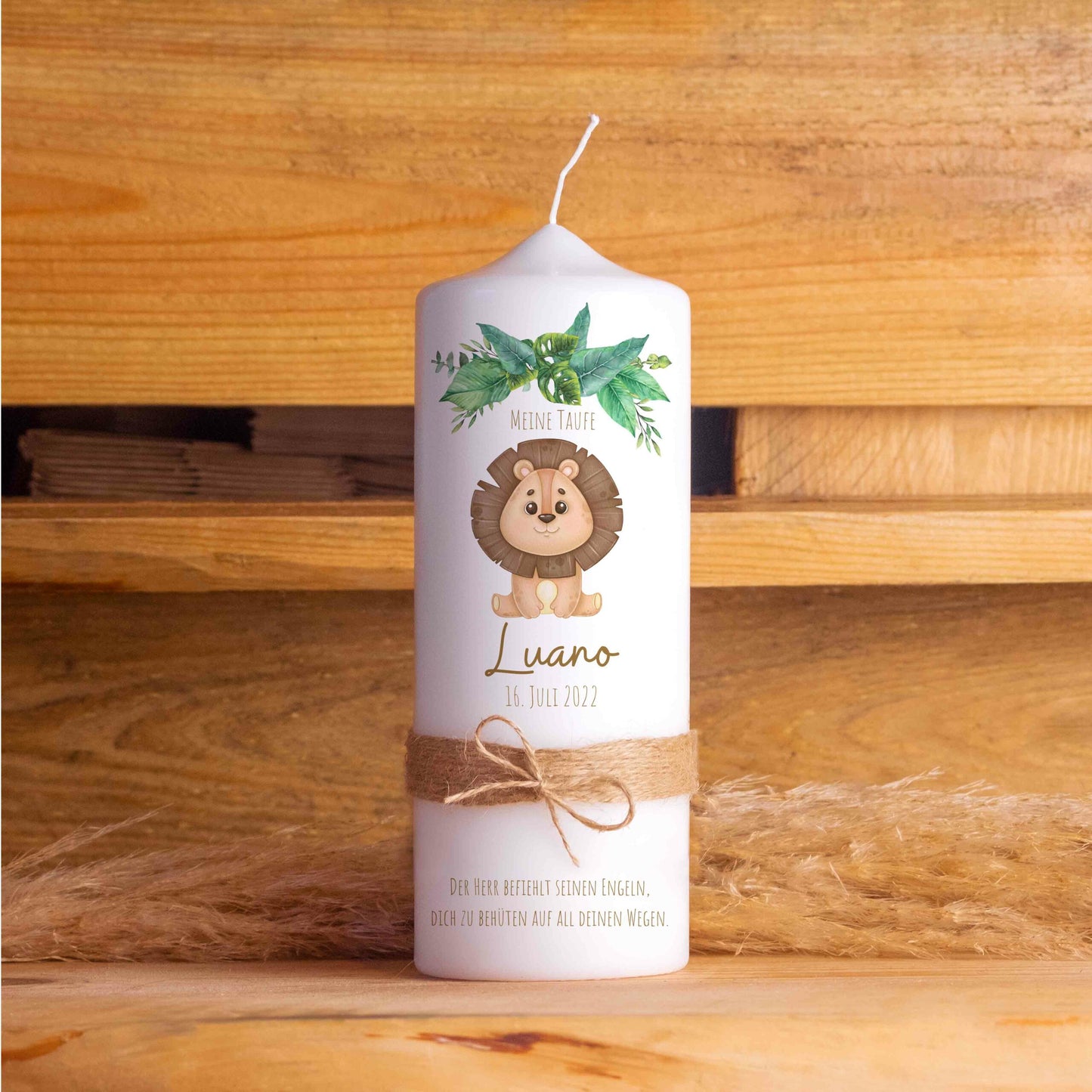 Taufkerze | Löwe | 15-30 cm Höhe | Personalisiert