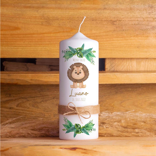Personalisierte Taufkerze Löwe
