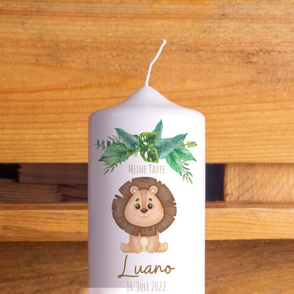 Taufkerze | Löwe | 15-30 cm Höhe | Personalisiert