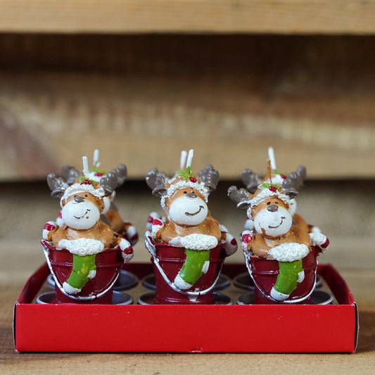Weihnachtliche Teelichter Elche im Eimer
