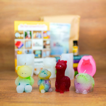 Tierset DIY Tierkerzen herstellen Teddy Hase Alpaka Schaf