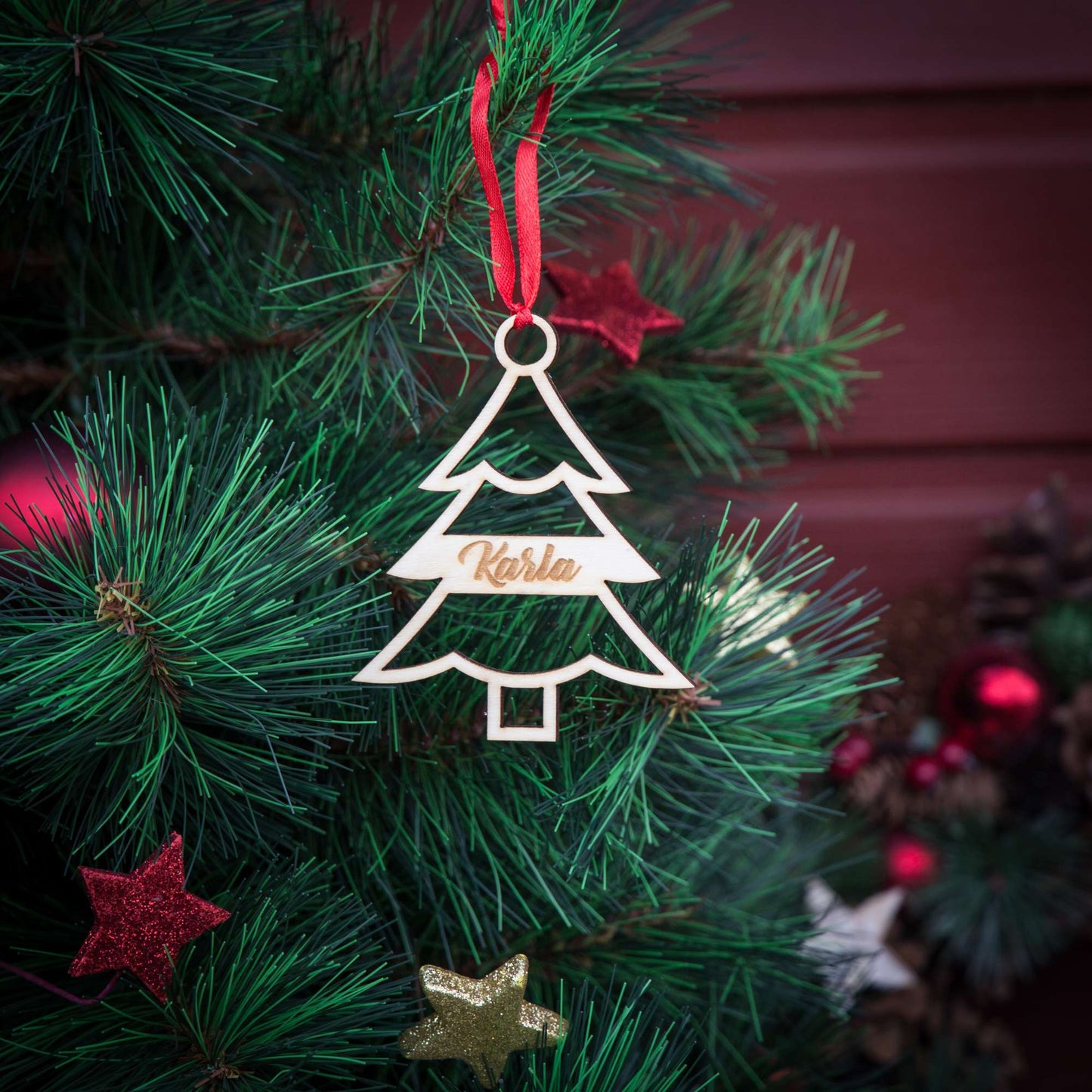 Personalisierter Christbaumanhänger Tannenbaum